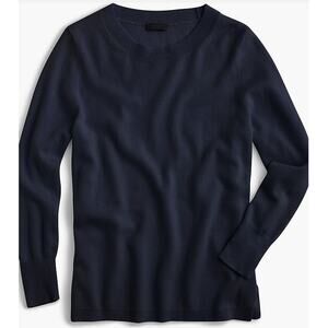 J. Crew Navy Everyday Cashmere Crewneck Sweater XXS 3/4 Sleeve Closet Staple